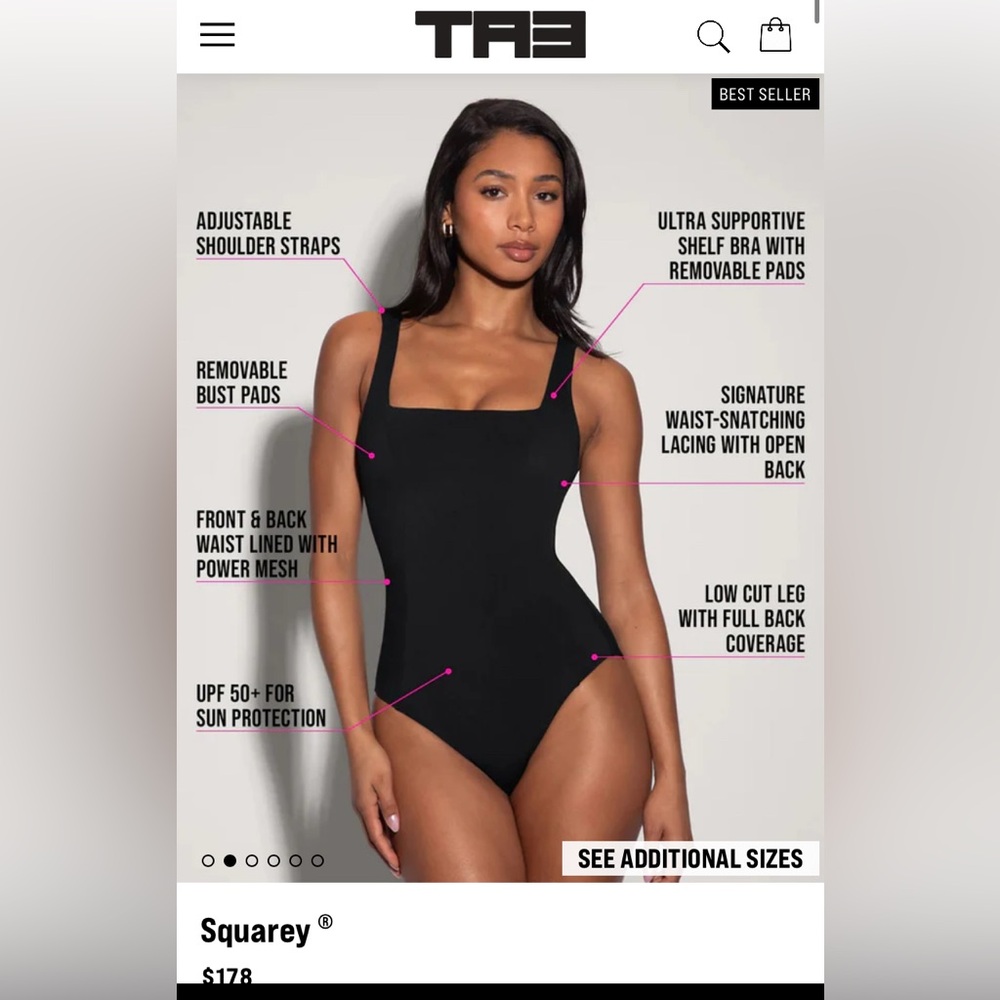 TA3 size M Squarey Black Swimsuit - Picture 3 of 12